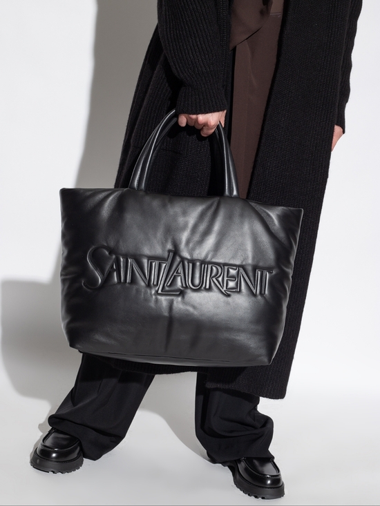 Saint Laurent Handbags - Like New!!! Saint Laurent Wide Puffer Tote in Black Lambskin Leather YSL Nappa